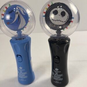 2 Disney Jack Skellington & Zero Light-Up Spinner Wand nightmare b4 Christmas
